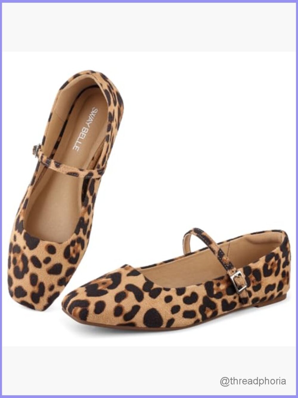 Women's Mary Jane Flats Adjustable Buckle Ballet Flats Square Closed Toe - Picture 4 of 7